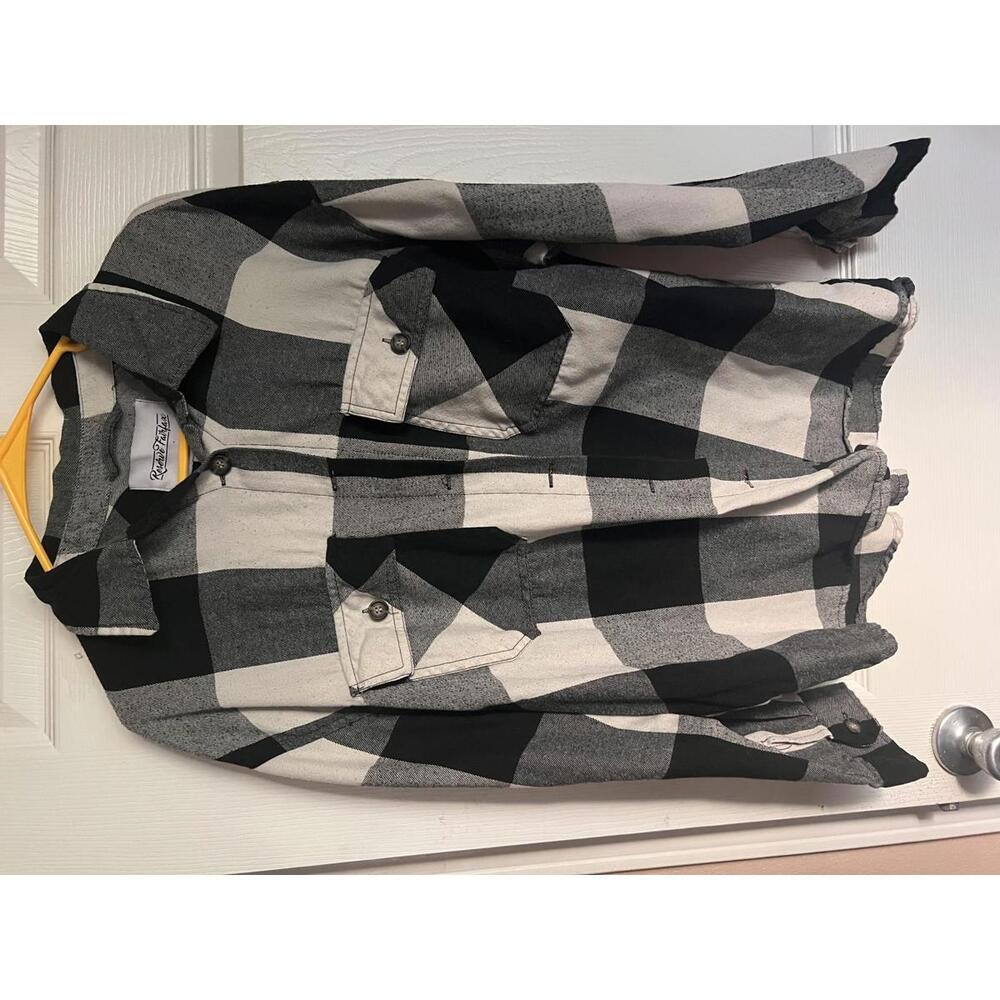 Reserve Fairfax Women's Black & White‎ Checkered Flannel Shirt - XL